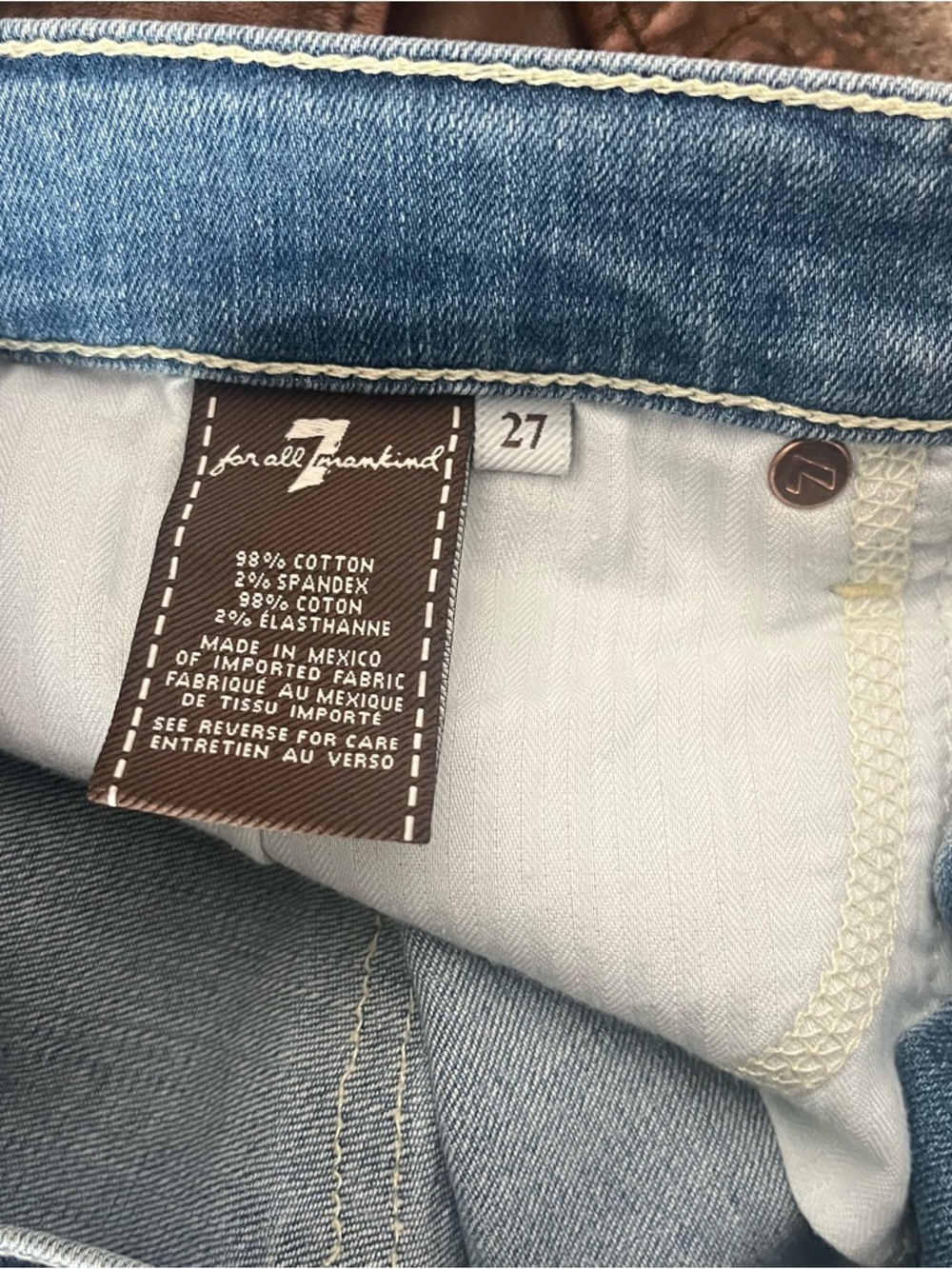 7 For All Mankind Light Blue Denim Jeans - Classic Wash